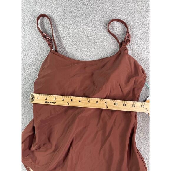 Kona Sol Swimsuit Womens Large Brown Padded Accent One Piece Medium Coverage NWT - Picture 6 of 9